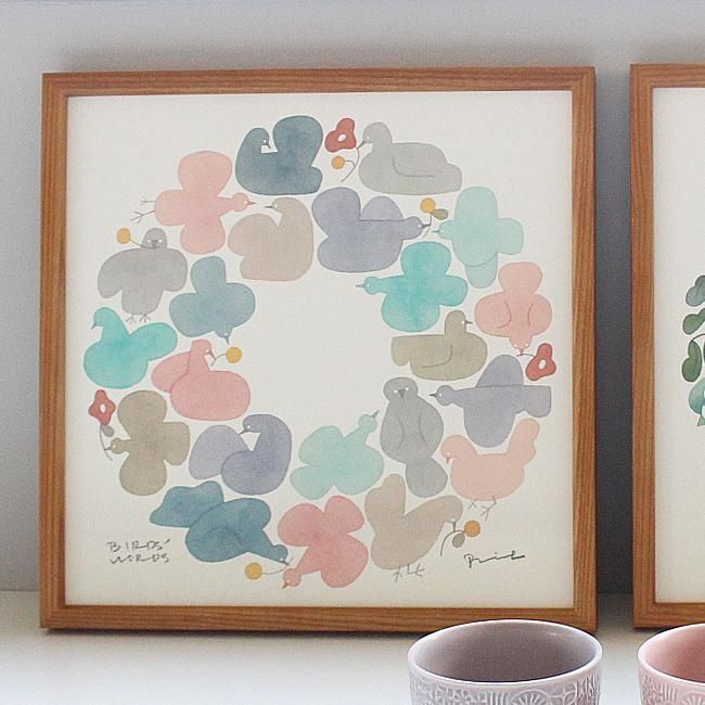 新作】バーズワーズ ポスター / BIRDS WREATH / 300×300mm（額装タイプ