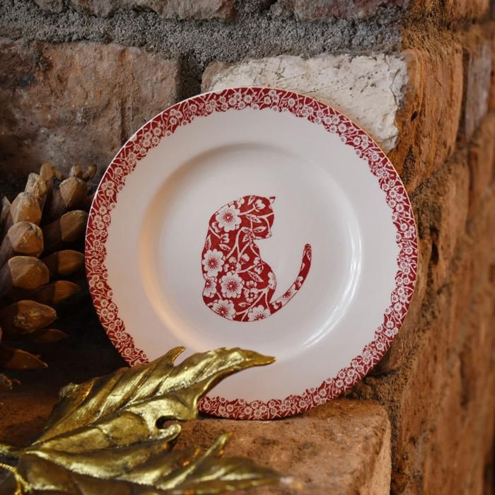 イギリス食器 Burleigh レッドキャリコキャット プレートS｜バーレイ