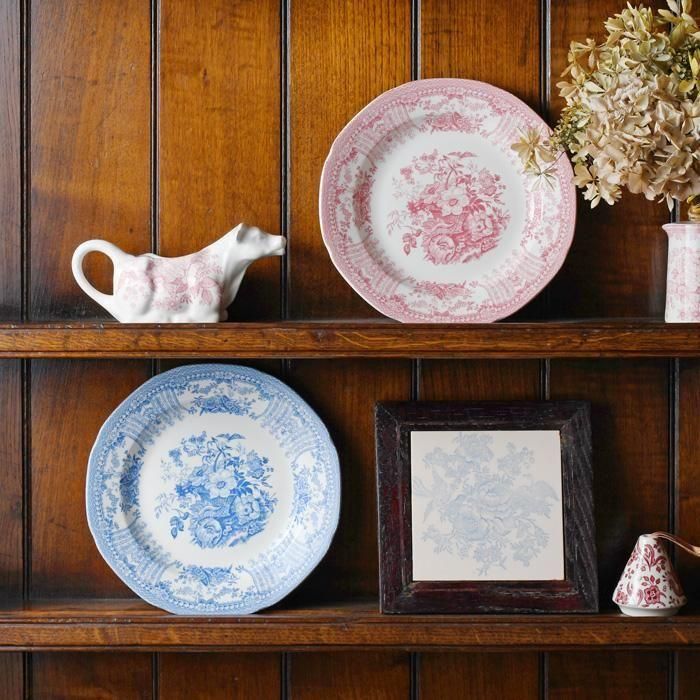 イギリス食器 Burleigh ピンクフローラ プレートM 21.5cm｜バーレイ