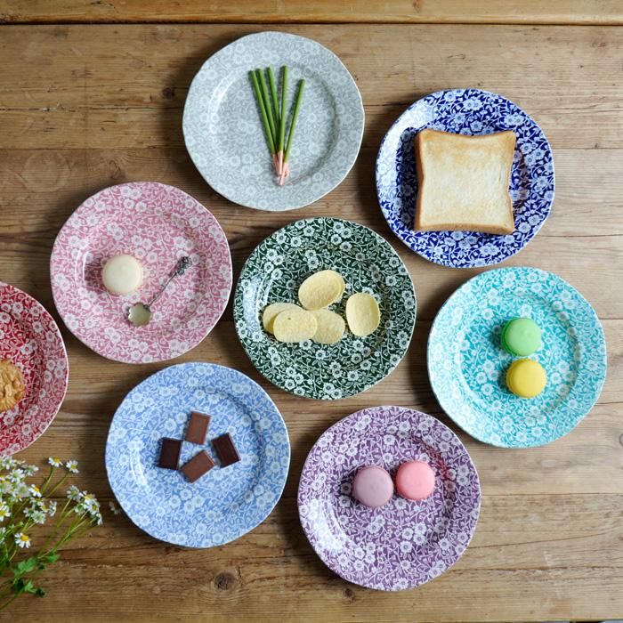 イギリス食器 Burleigh ダブグレイキャリコ プレートM｜バーレイ正規