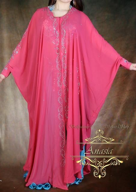 ベリーダンス ガラベーヤ/アバヤ ピンク エジプト製 前開きタイプ