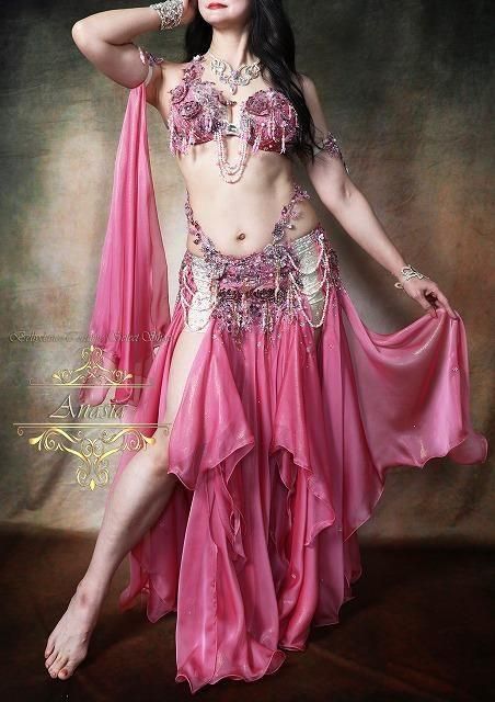 ベリーダンス衣装 HOYDA ローズレッド オリエンタル衣装 Designed by