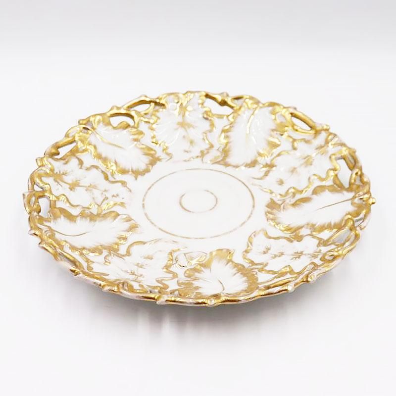 希少 ドイツ製 ベルリン王立磁器製陶所 ゴールドリーフ 大皿 直径31 高