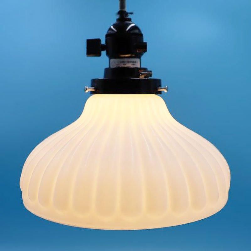 昭和レトロ 電笠 電傘 ランプシェード ガラス 乳白 照明 和電笠 大正