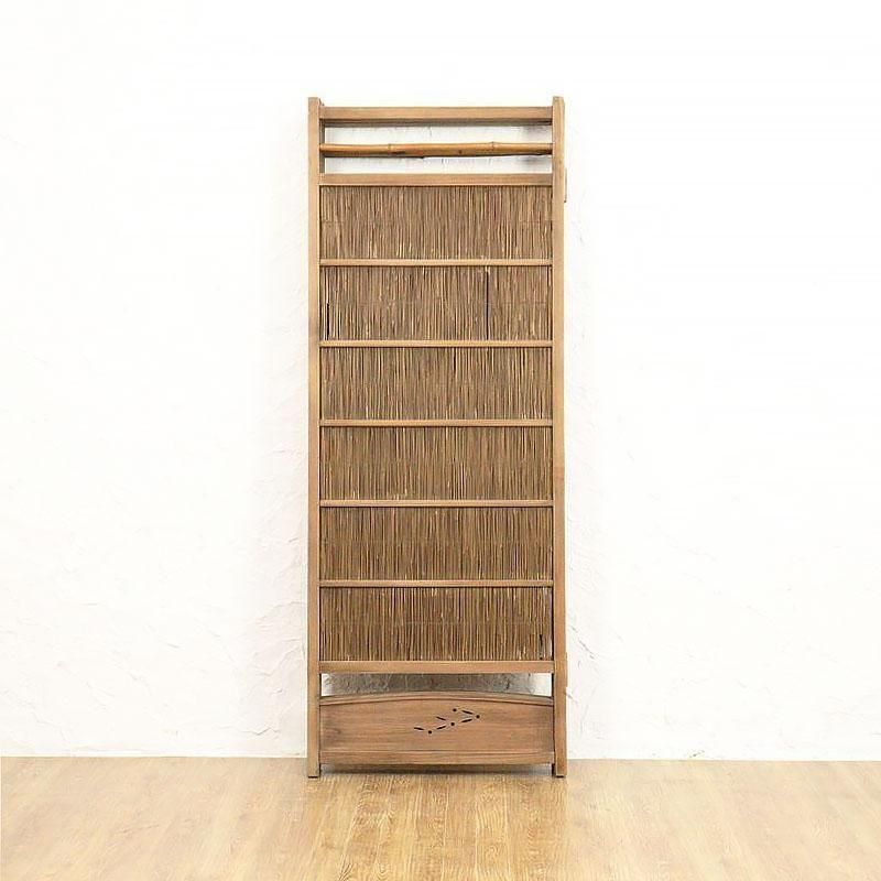 屏風 杉竹製 透かし入り 昭和初期 四連 アンティーク