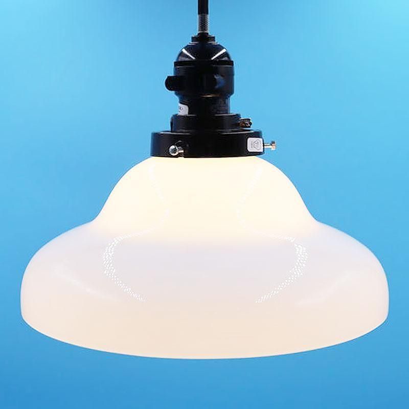 大正・昭和 電笠 電傘 ランプシェード 乳白 照明 レトロガラス 和電笠