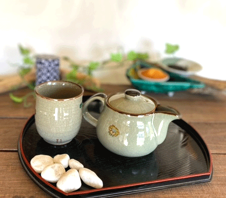 九谷焼 急須2点セット 小 金糸梅に鳥 裏絵-百華園