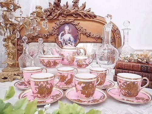 稀少 19世紀 パリ窯 シノワズリ ティーセット - 薔薇と天使のアンティーク