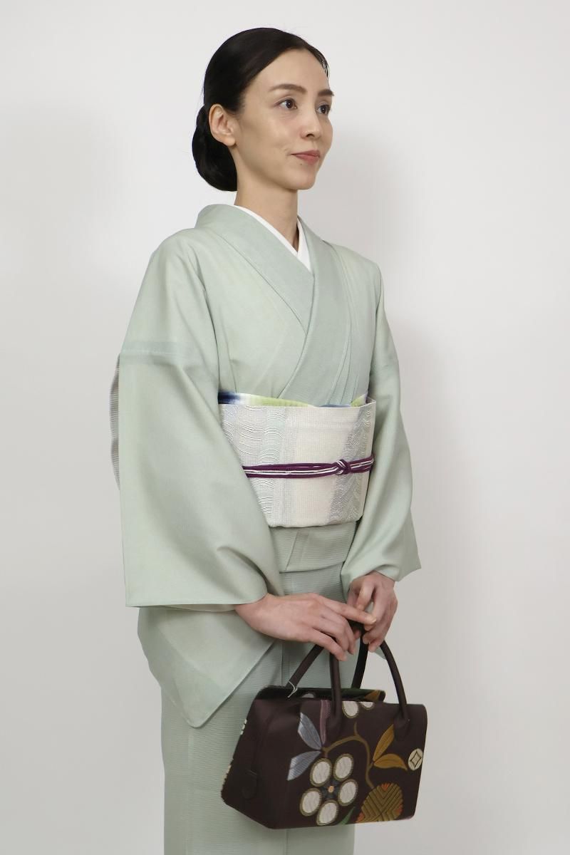 G-3044】利休バッグ 焦茶色 笹蔓文 - 銀座きもの青木｜長く大切に着