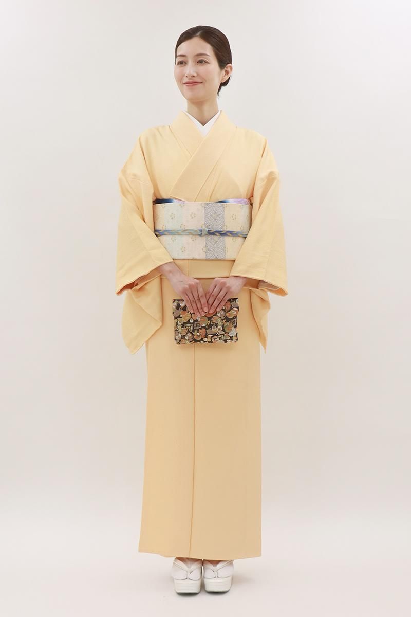 銀座【C-2975】色無地 黄色系 無地 :身丈156.5/裄67 - 銀座きもの青木