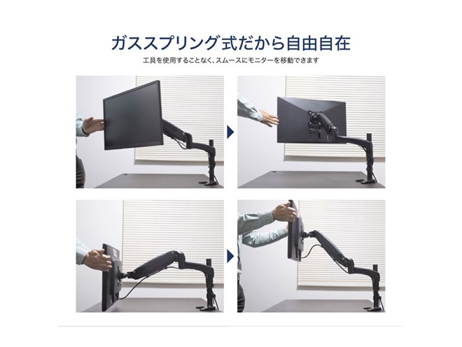 工具なしでモニター2台まで取り付けられる「SHOPPINGALL モニター