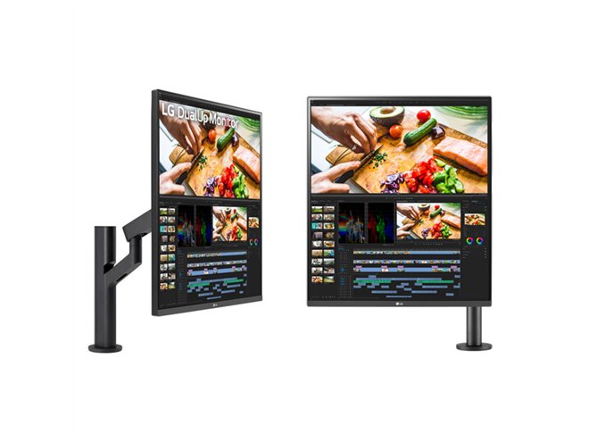 LG、画面位置を自在に調整できるアームスタンド付き縦長16：18液晶
