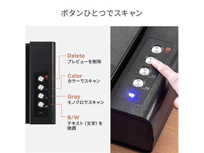 サンワ、CCDセンサーで読み取る非破壊ブックスキャナー「400-SCN063