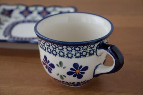 ボレス」カップ＆ソーサー・スクエア0.15L【菱花 青×緑】 - ポーランド