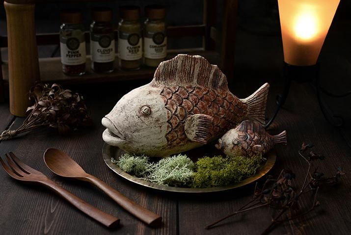 宮崎孝彦｜サカナカマ（格子）｜オブジェ｜作家のうつわ通販｜和食器