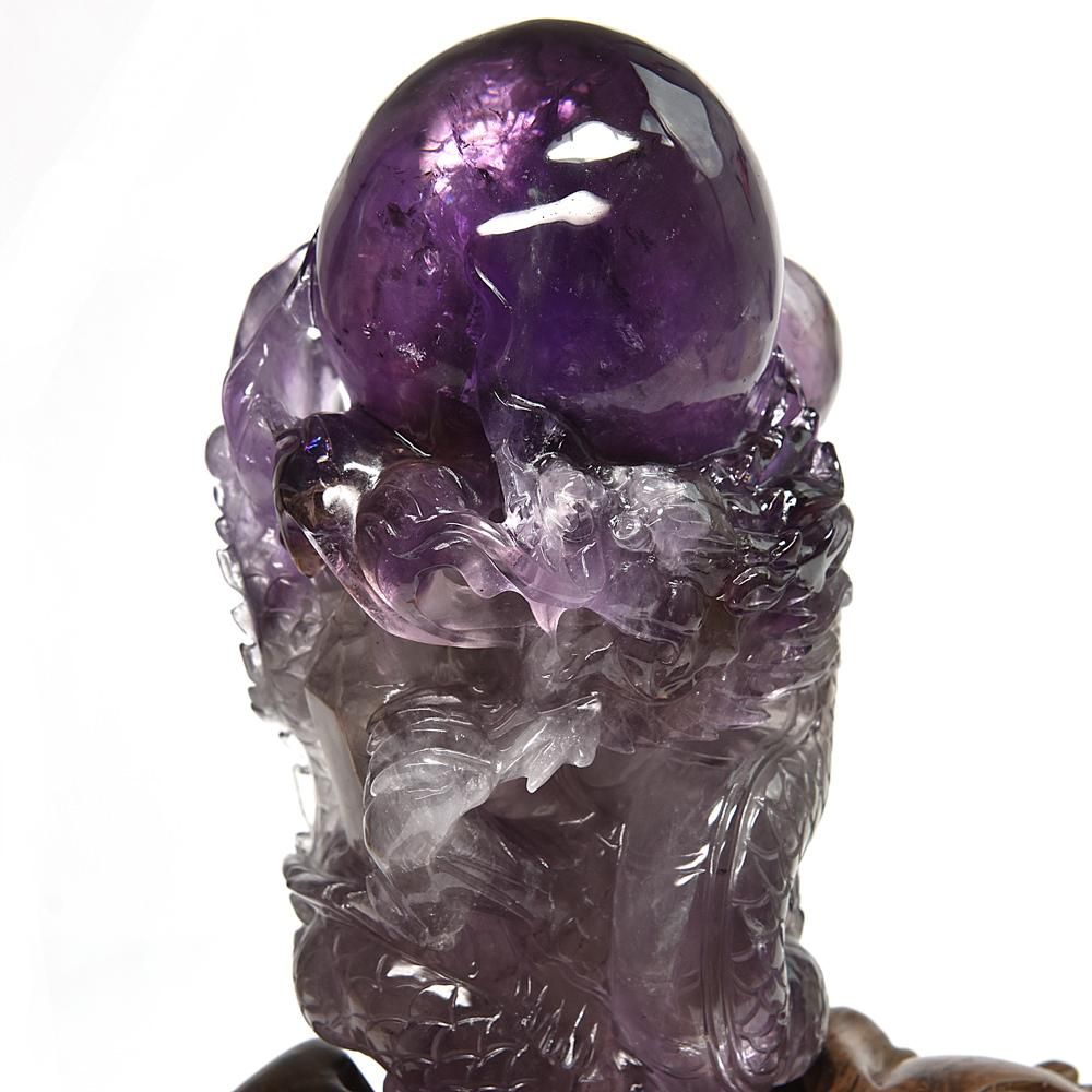 アメジスト 彫刻置物「龍」約260x150x110mm #NE554 - プレミアム天然石
