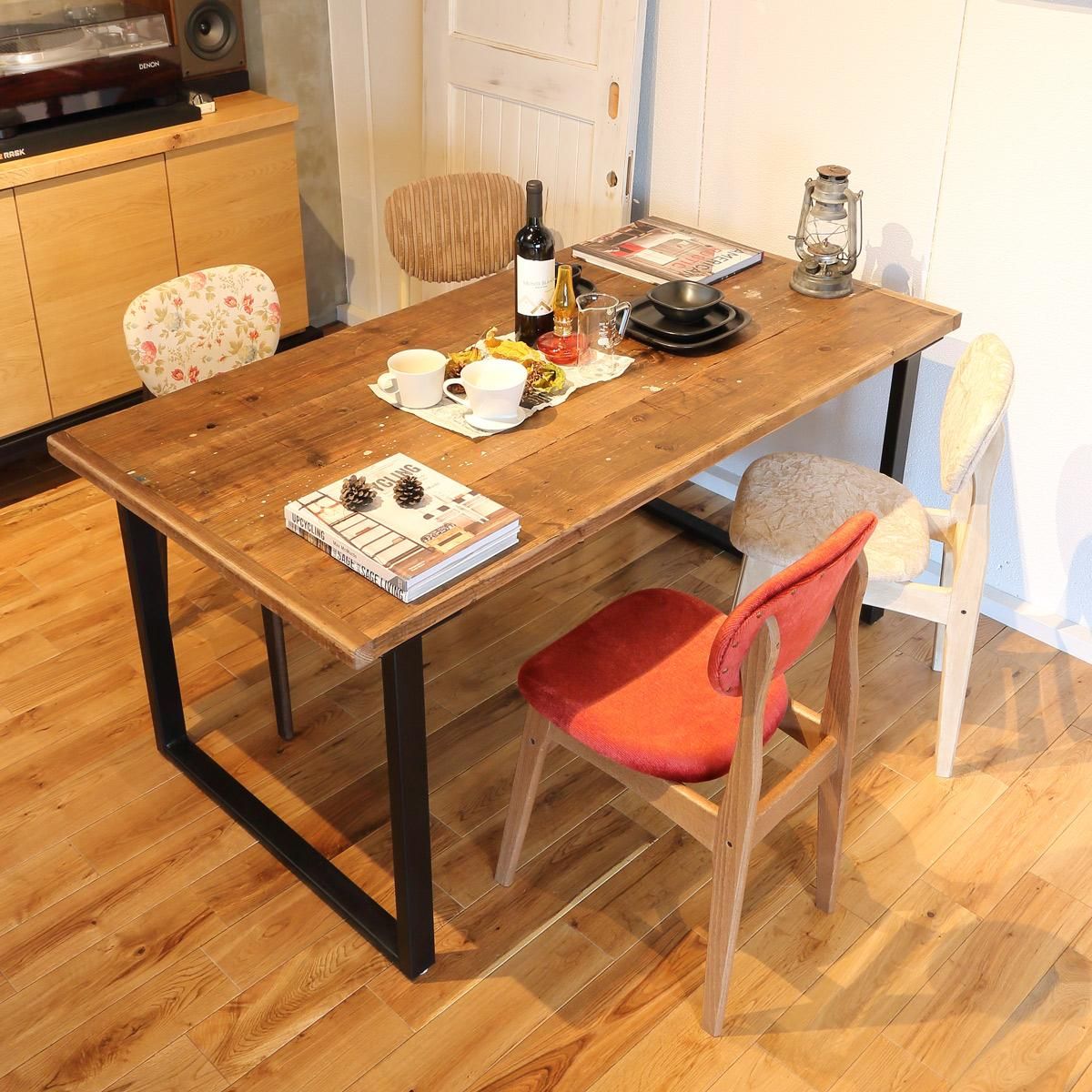 職人家具 古材 中古足場板ダイニングテーブル150 アイアンフレーム