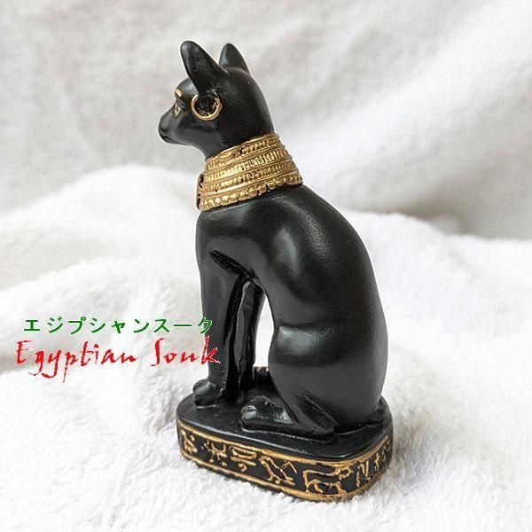 スカラベ＆ホルス付き ミニ バステト猫姿像 置物レプリカ像【宅急便