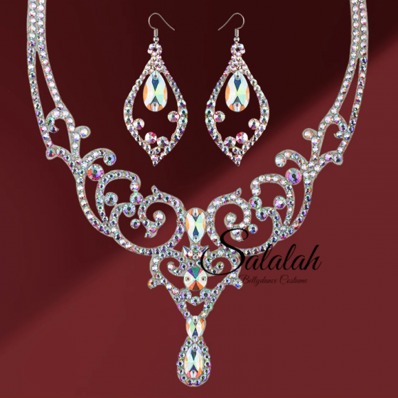 ハンドメイドラインストーンネックレス＆ピアスセット ms0463 受注後