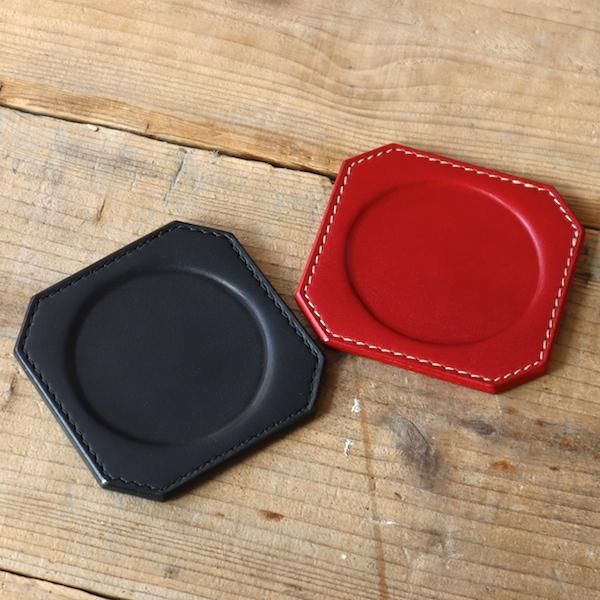レザーコースター 凹 COS02 [栃木レザー使用] - 革工房OHANA