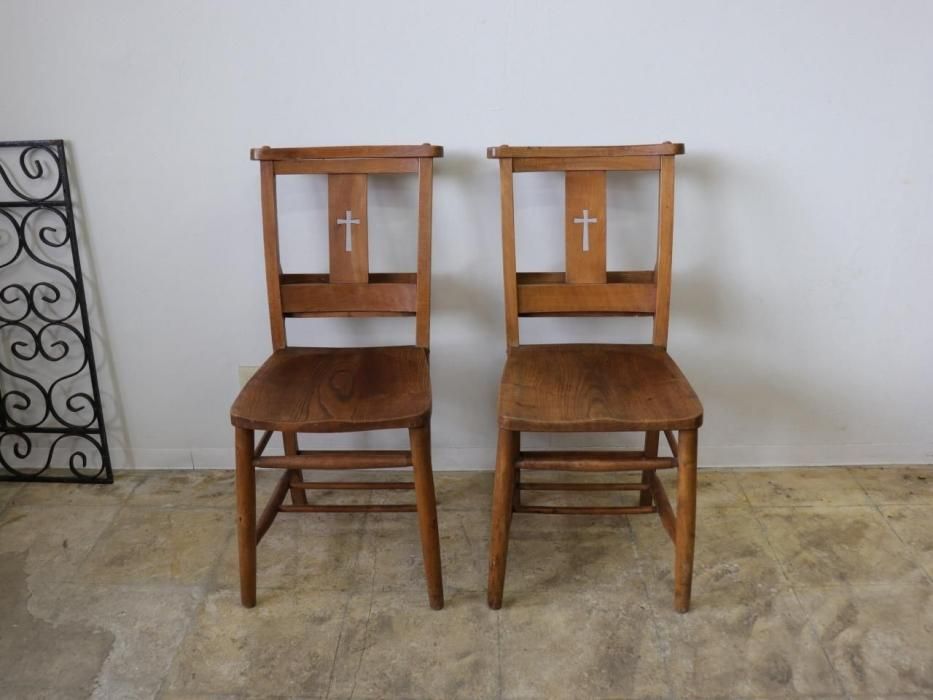 アンティーク チャーチチェア（クロスバック）～【パインフラット