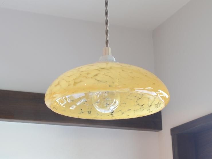 ヴィンテージ マーブルガラス ペンダントランプ｜アンティーク照明
