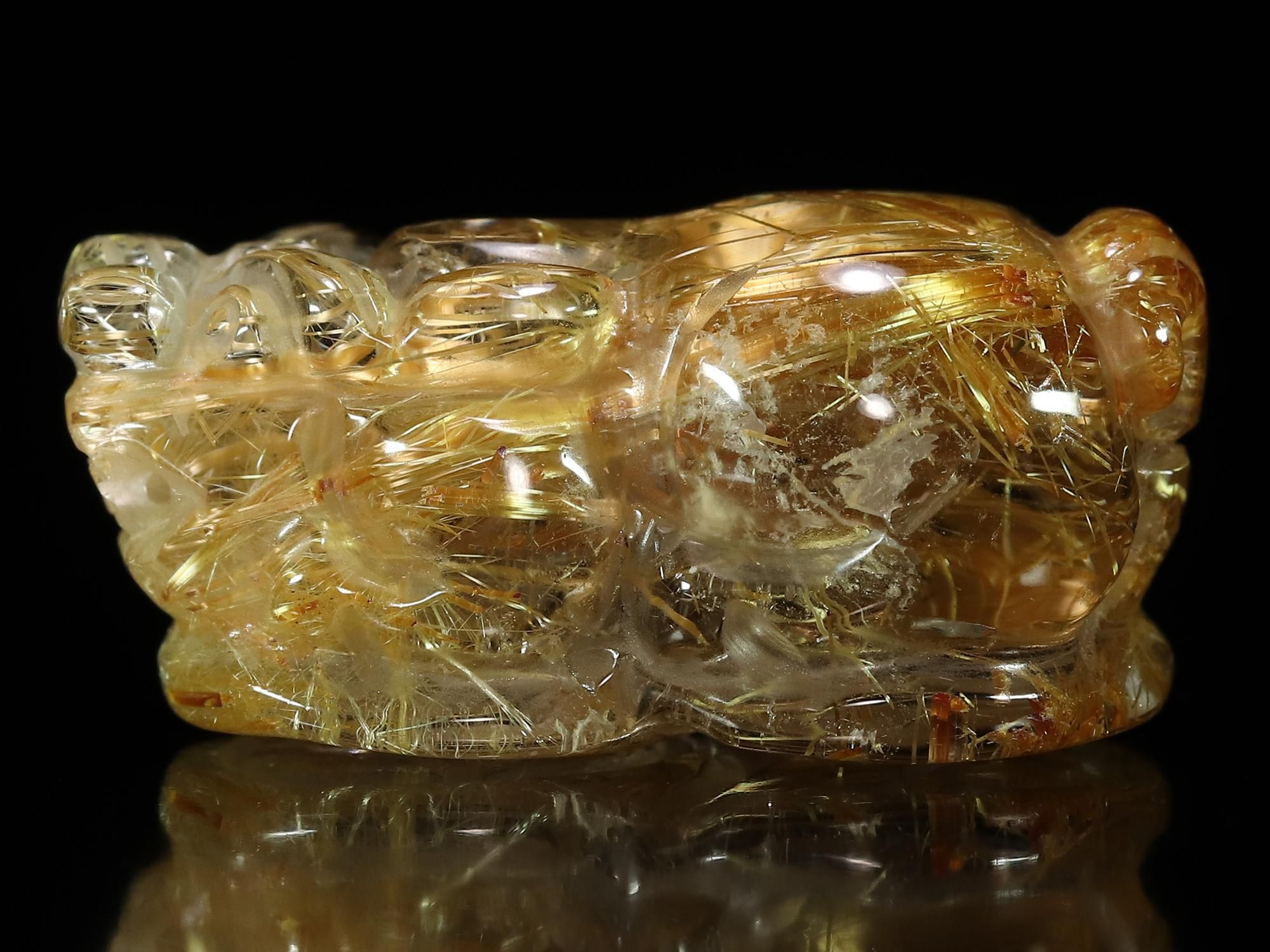 偏財運を高める風水アイテム】タイチンルチルクォーツ 貔貅(ヒキュウ