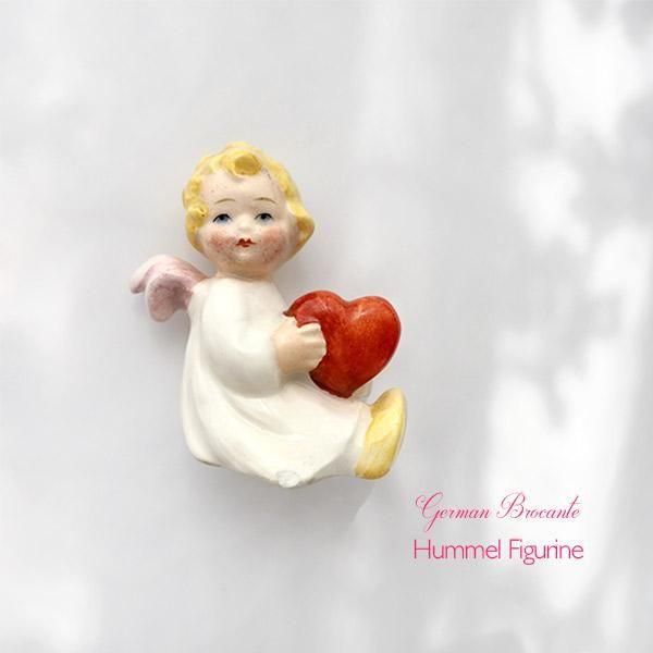 ドイツ ヴィンテージ 陶器人形 天使とハート フンメル人形 フィギュ