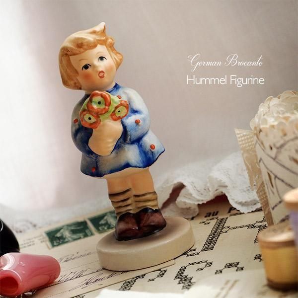 ドイツ ヴィンテージ 陶器人形 花束を持つ少女 フンメル人形 フィギュ