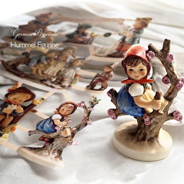 送料無料】ドイツ ヴィンテージ 陶器人形 木に登る少女 フンメル人形