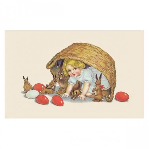 フランス イースター 復活祭 ポストカード うさぎ カラフルエッグ