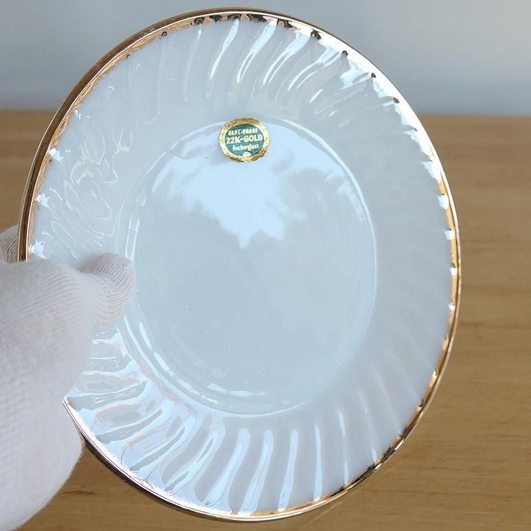 ☆5】ファイヤーキング ホワイト スワール ゴールドトリム ディナー