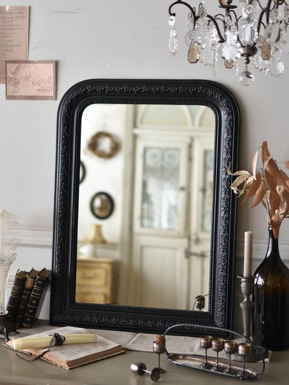 フレンチミラー.Black13 フランスアンティーク雑貨 鏡 壁面ディスプレイ