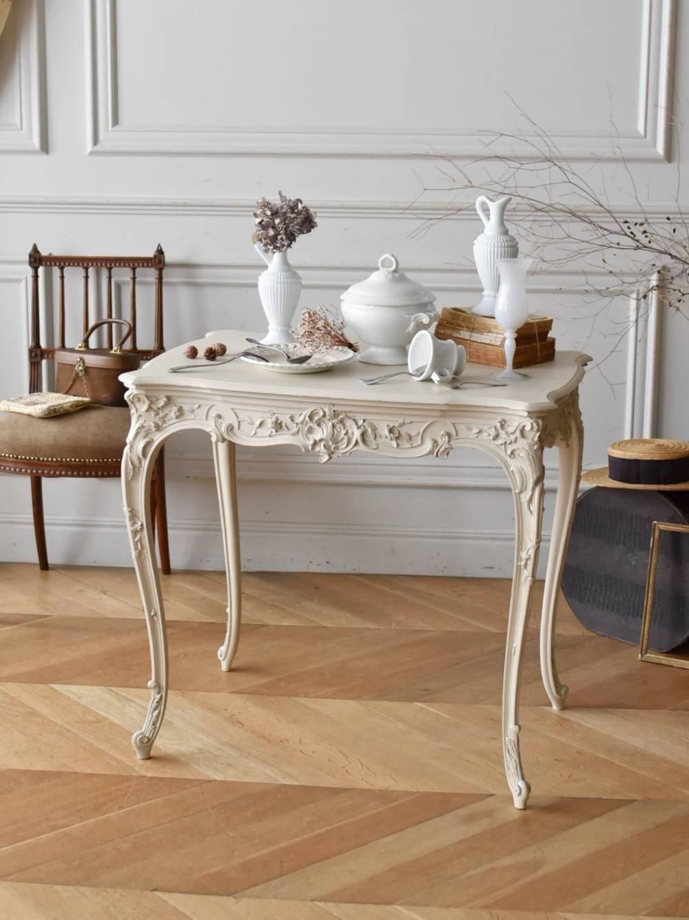 ペイントフレンチテーブル.26 フランスアンティーク家具 デスク コンソール