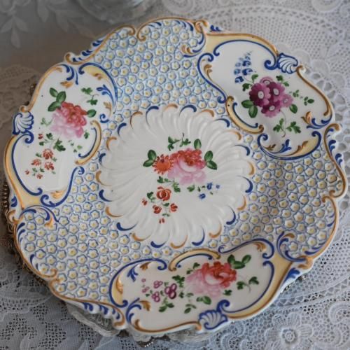 H＆Rダニエル 水色メイフラワー キャビネットプレート 修復ありを