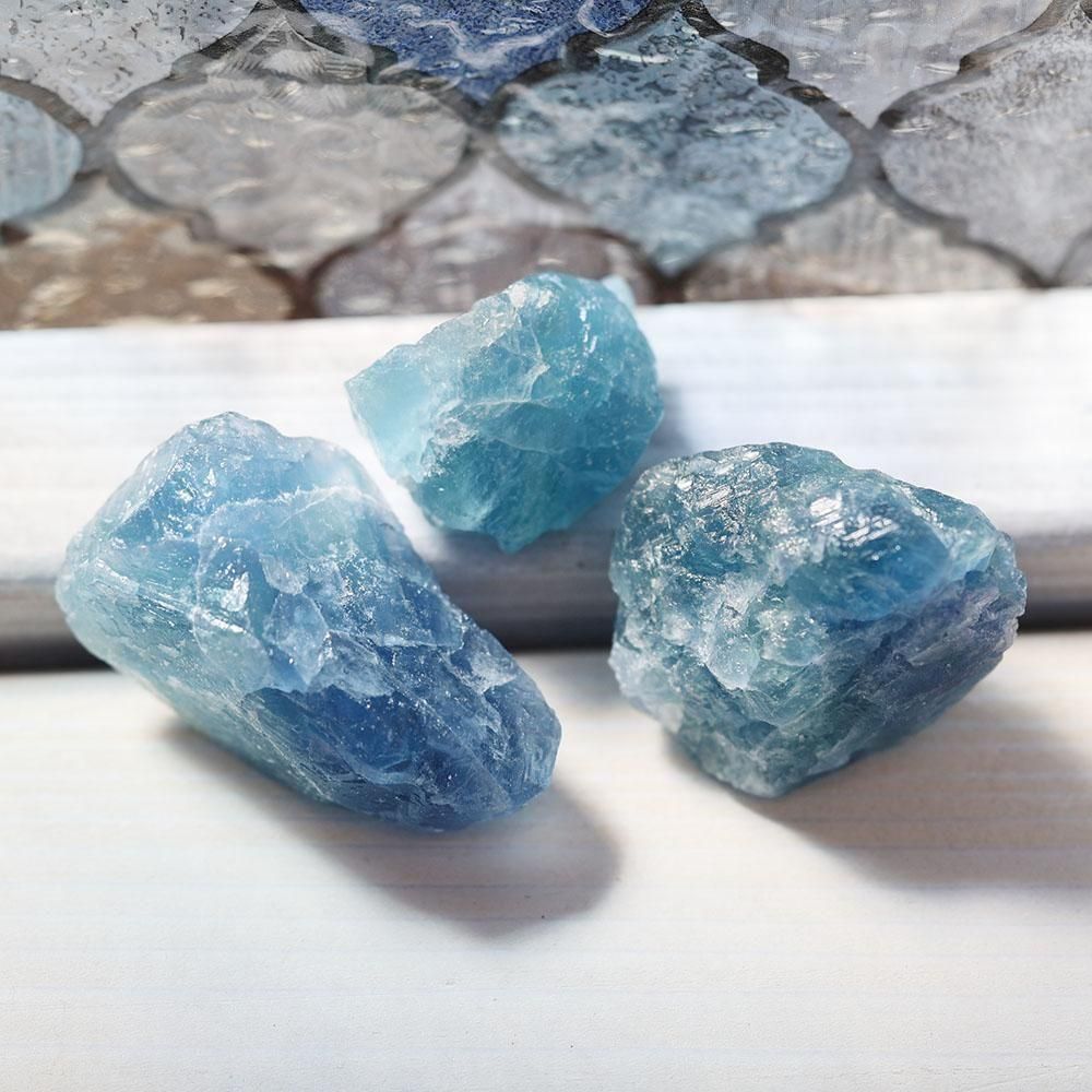 ブルーフローライト原石3個セット - 海福雑貨通販部