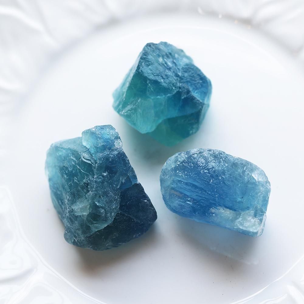 ブルーフローライト原石3個セット - 海福雑貨通販部