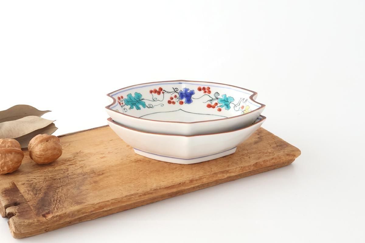 ぶどうにリス｜舟形向付｜磁器｜宮本泰山堂｜九谷焼｜和食器通販｜うち