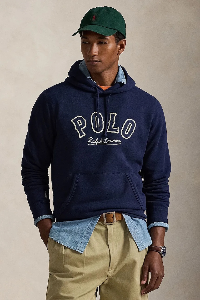 Polo Ralph Lauren sweatshirt Lszipmnm1 Long Sleeve navy blue color