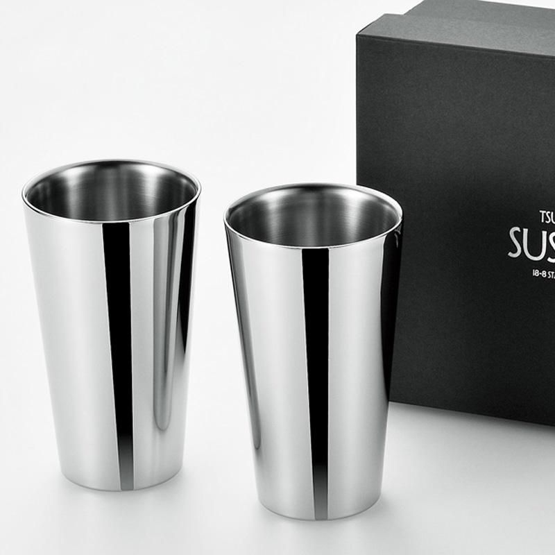 SUSCUP＞2重ストレートカップ250ml 2客セット貼箱入り | 新潟県燕市の