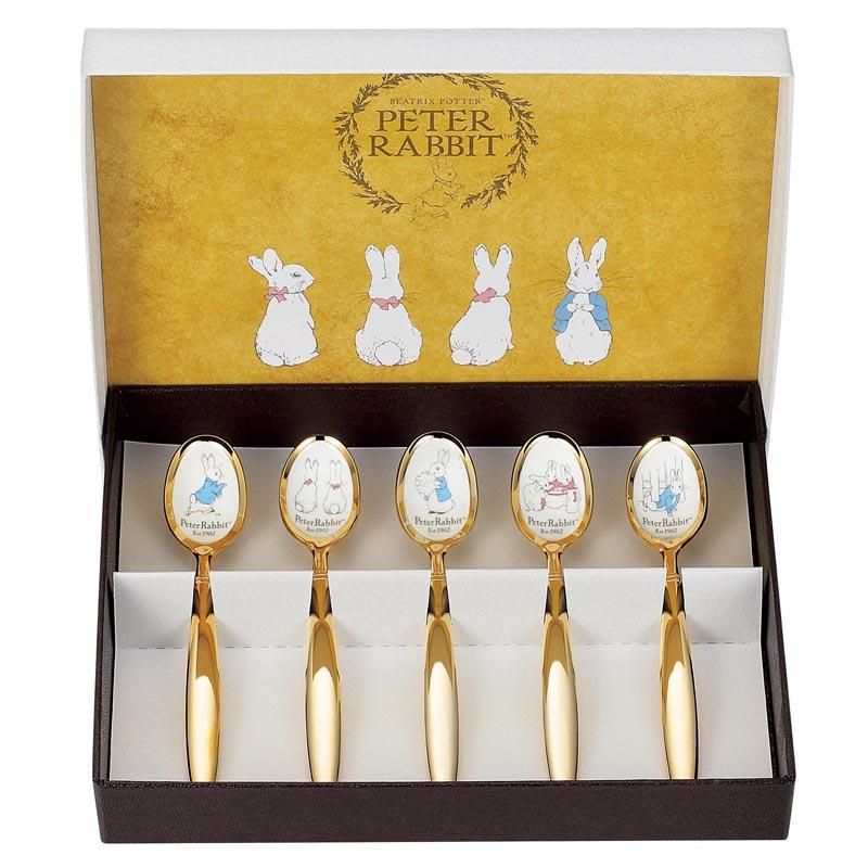 ピーターラビット】＜皿中七宝＞スプーン(金仕上)5本セット