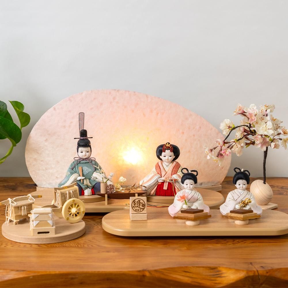 雛人形 親王飾り】縫nui /木目込親王稚児4人飾りセット