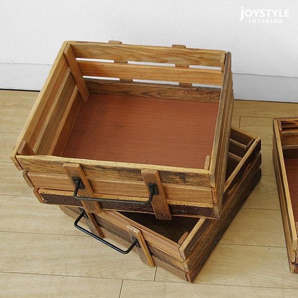 収納ボックス 小物入れ 木箱 幅37cm ニレ古木 木製 ニレ古材とスチール