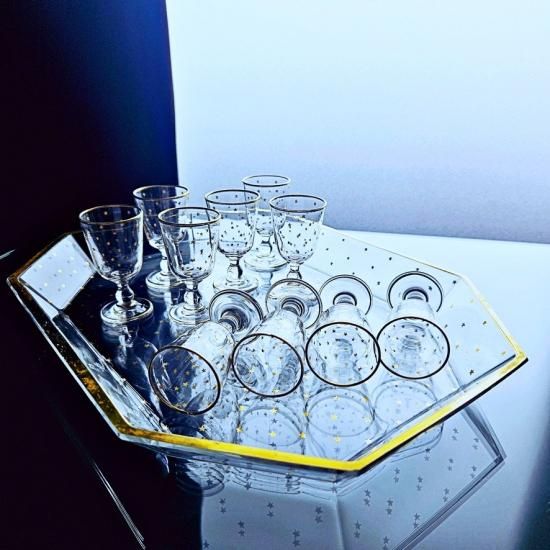 金彩オールドバカラ 星柄の大きなプレート【19世紀後半】 - Baccarat