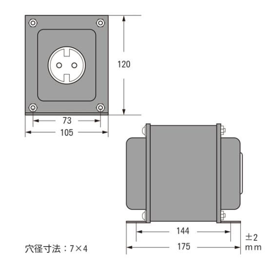 100V⇒220V~240V 600VA 単相単巻トランス(ジャーマンコンセント) [TSG