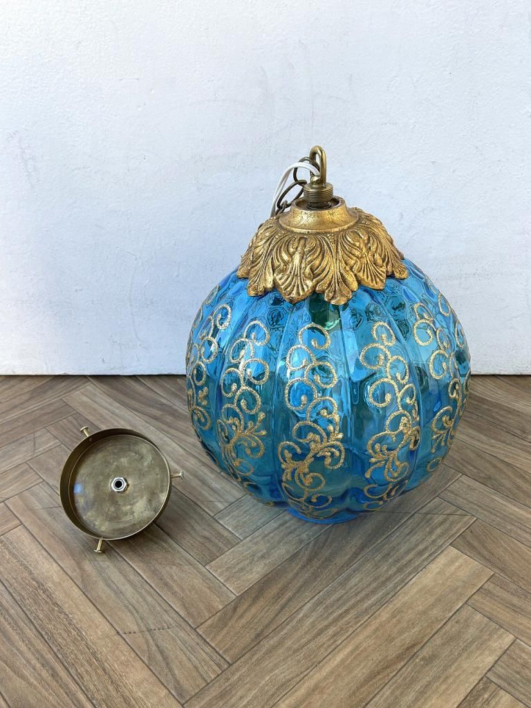 1960-70's ヴィンテージ カラーガラス ペンダントランプ