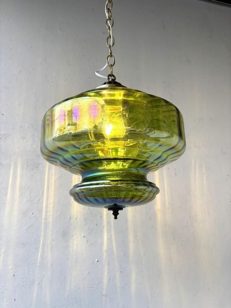 1960-70's ヴィンテージ グリーンガラス ペンダントランプ