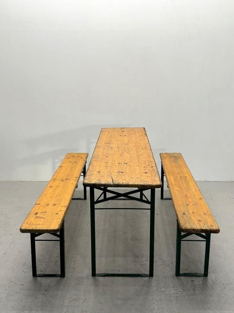 ヴィンテージ ウッド フォールディング テーブル/ベンチ セット ※バラ