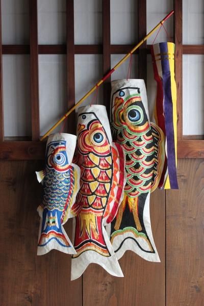 和紙型染鯉のぼり 生き活き鯉 (大中小) セット
