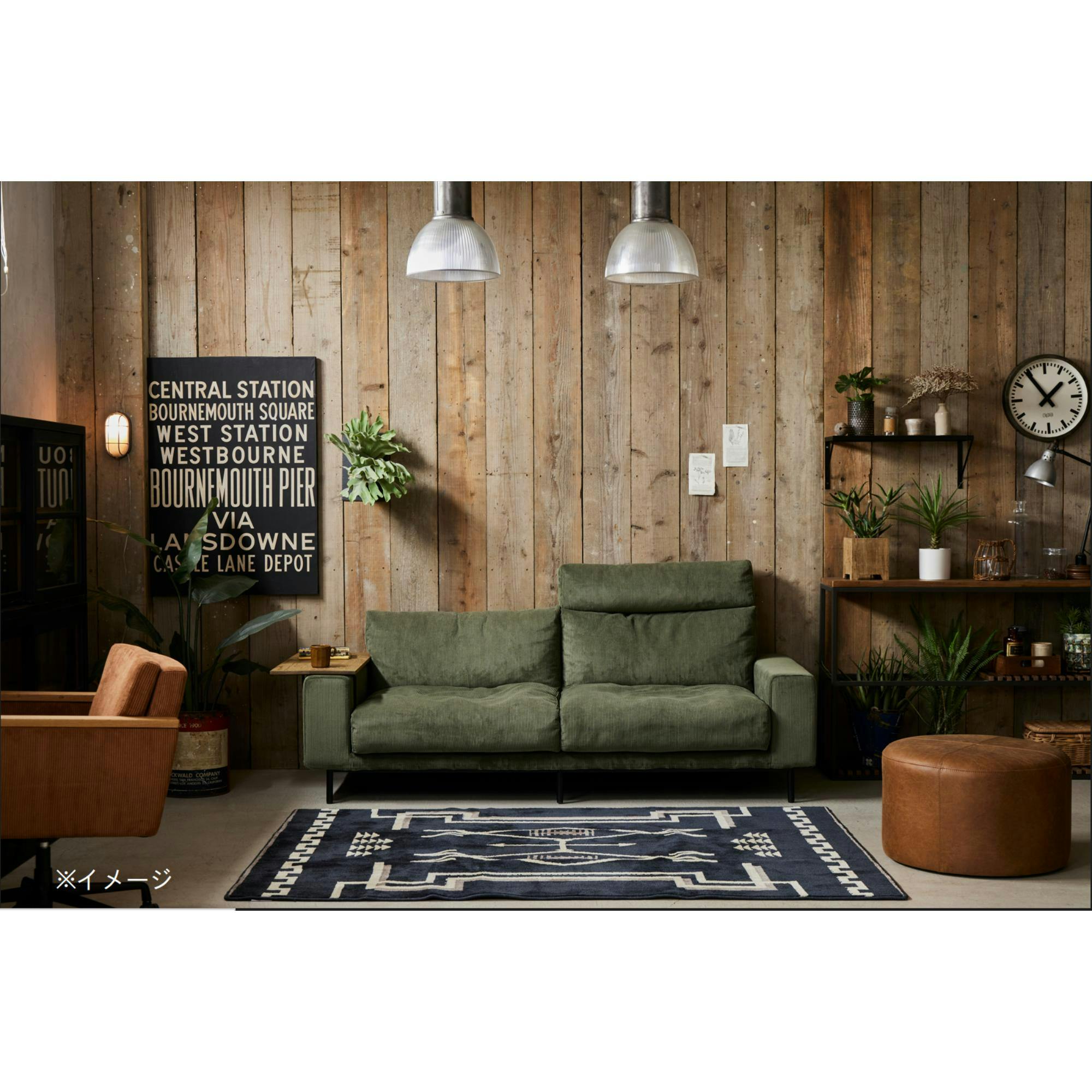 COMFORM ソファー プルート コーデュロイ オリーブグリーン 2.5人掛け